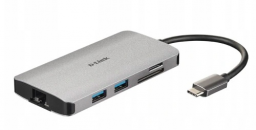 Hub D-LINK DUB-M810 8w1 USB-C/HDMI/Ethernet/Card Reader/Power Delivery